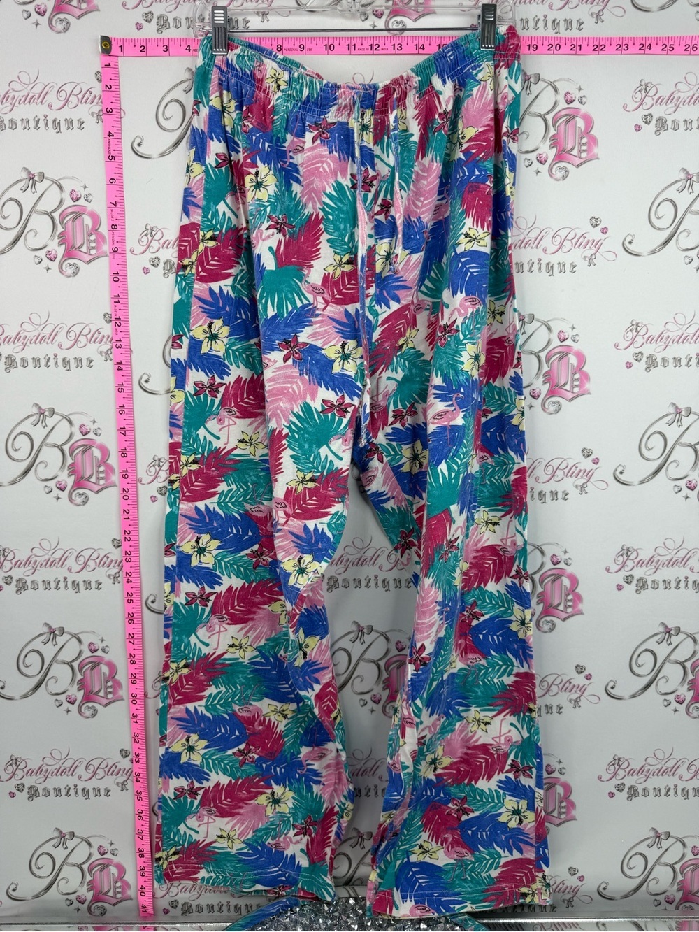 Night club pants cotton leaf’s Tropical Leaf Print Elastic Waist Lounge Pants